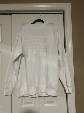 Penn State White Embossed Logo Crewneck Sweatshirt - Women